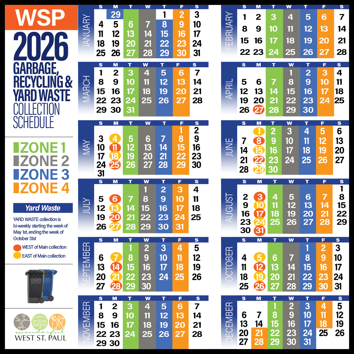 Garbarge & Recycling Collection Calendar